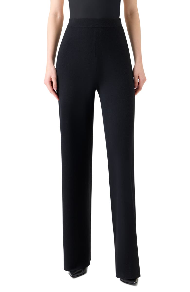 Akris Cashmere & Silk Knit Pants, Main, color, Black