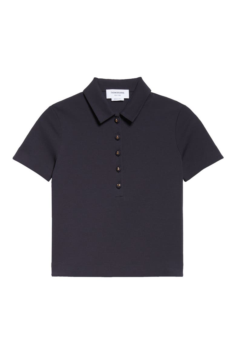 Milano Knit Cotton Polo with Anchor Embossed Buttons, Alternate, color, NAVY
