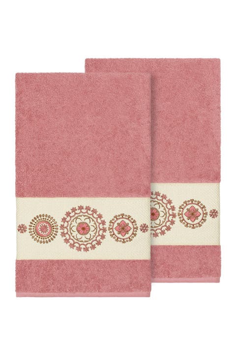 Isabell Embellished Bath Towel - Set of 2 - Tea Rose