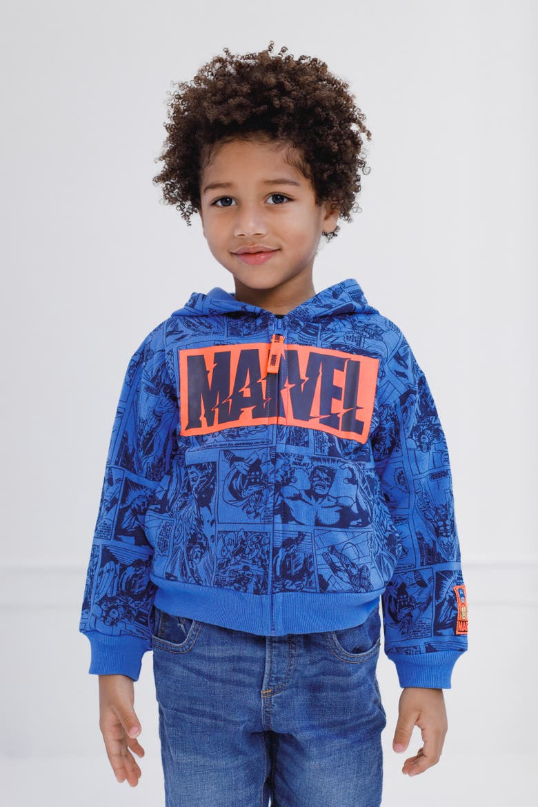 Avengers Fleece Zip-Up Hoodie, Alternate, color, Marvel Navy Blue