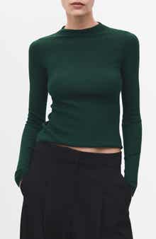 MANGO Mock Neck Rib Sweater