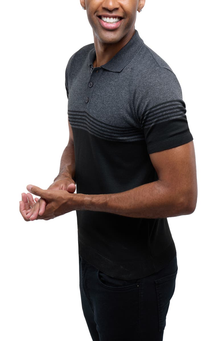 Spring + Mercer Golf Polo Sweater, Alternate, color, Charcoal/ Black