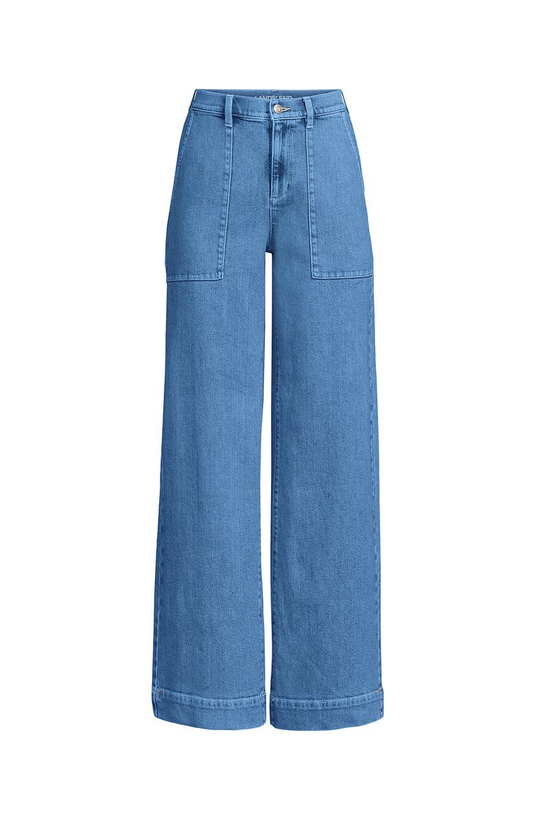 Lands' End Plus Size Soft Denim High Rise Wide Leg Utility Jeans, Alternate, color, 