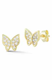 SPHERA MILANO Pavé Butterfly Stud Earrings