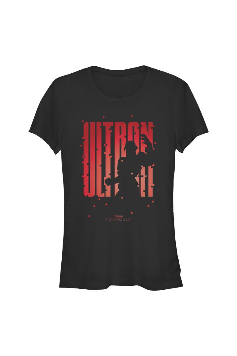 Junior's Ultron Silhouette Short Sleeve T-Shirt, Main, color, Black