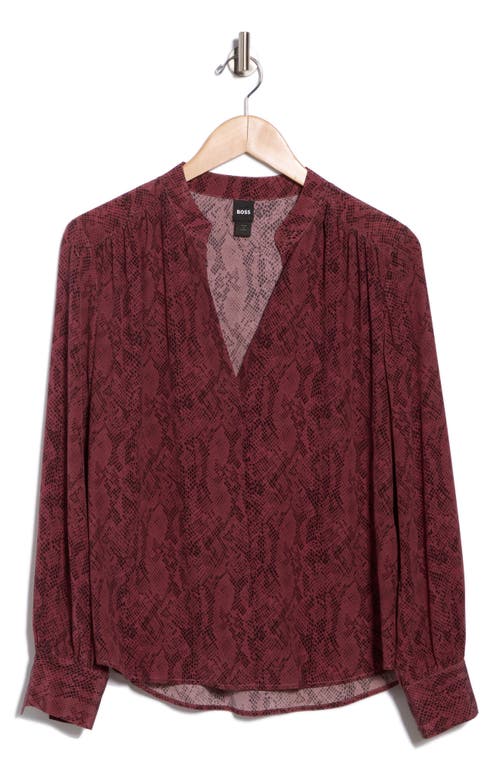 Hugo Boss Boss Banora Silk Top In Burgundy