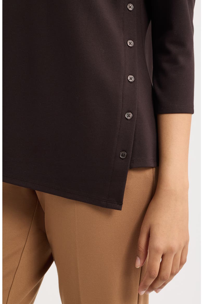 Asymmetric Button Hem Top, Alternate, color, DEEP MAHOGANY