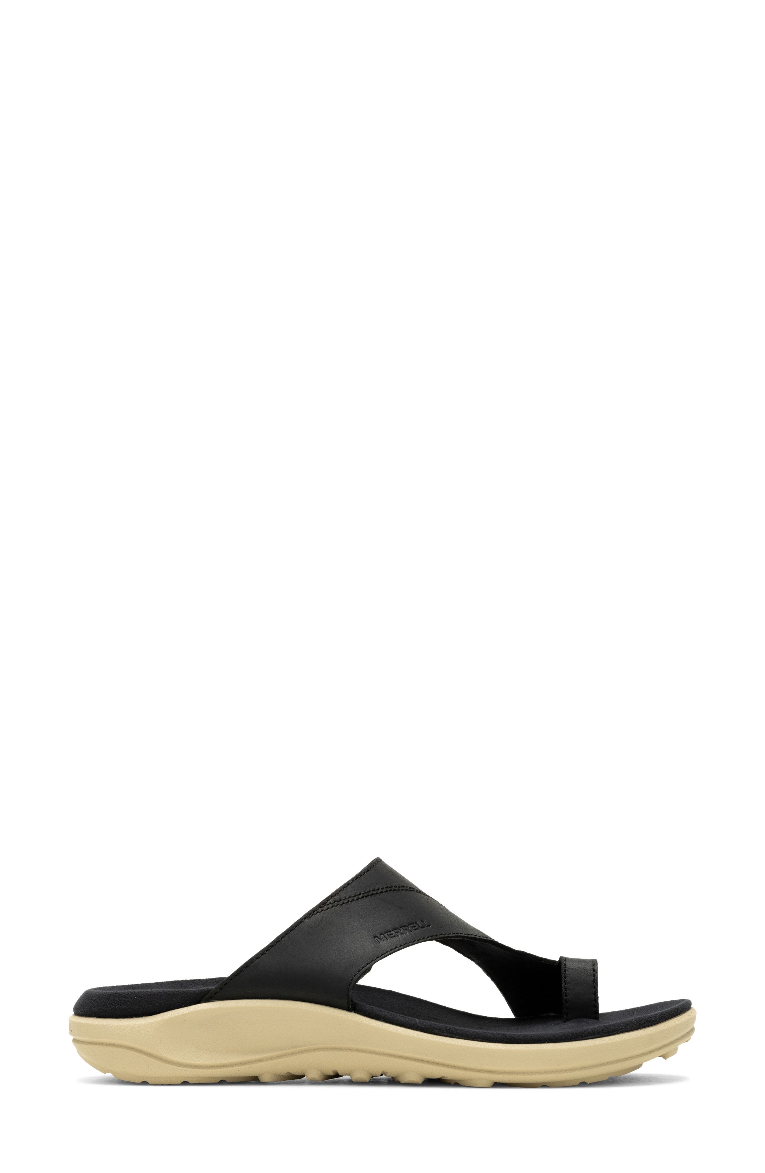 District 4 Luxe Post Leather Slide Sandal, Alternate, color, BLACK
