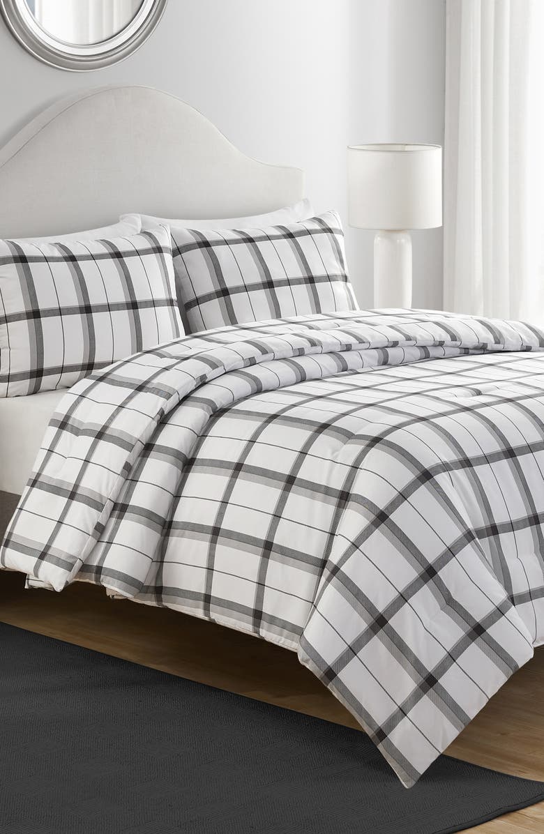 VCNY HOME Ivy Plaid Comforter & Sham Set, Alternate, color, Grey