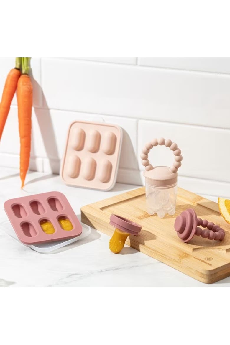 Silicone Baby Fruit Feeder and Bib Set, Alternate, color, Pink