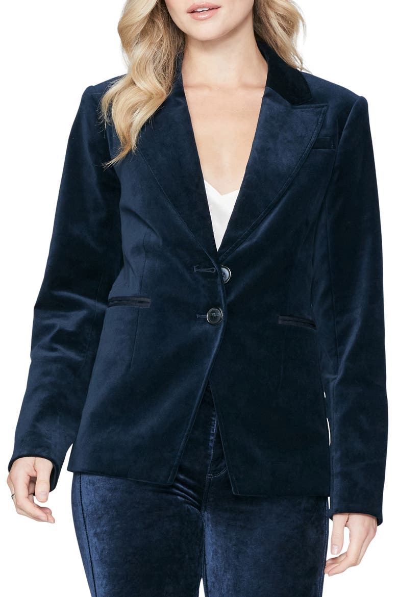Chelsee Stretch Velvet Blazer, Main, color, DPNVY