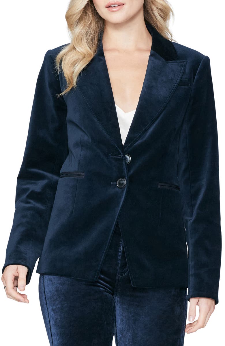 PAIGE Chelsee Stretch Velvet Blazer, Main, color, 