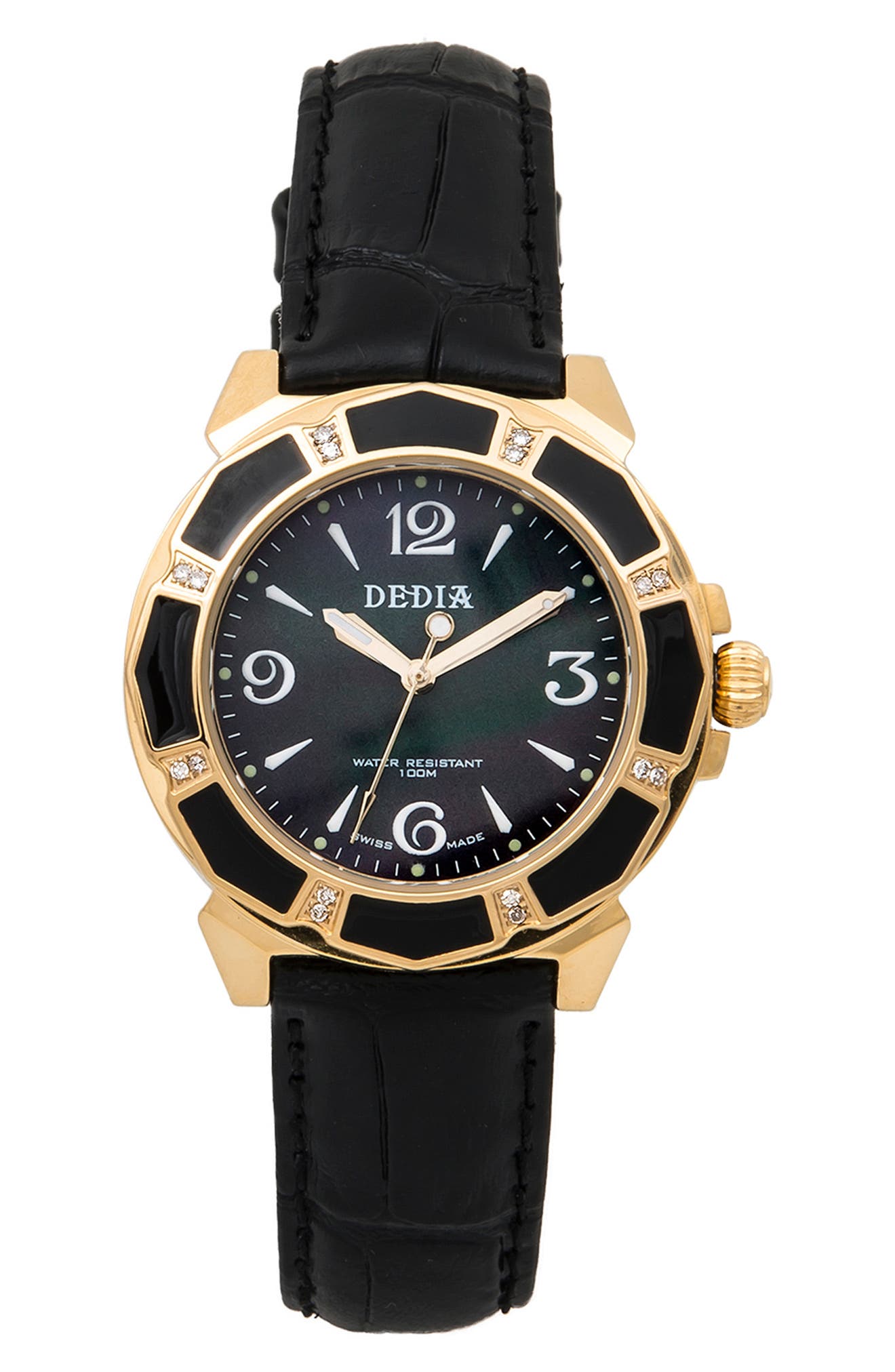 AQUASWISS Lily L Croc Embossed Leather Strap Watch, 33mm x 36mm