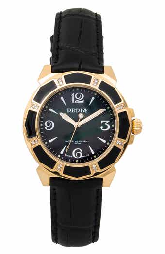 AQUASWISS Lily L Croc Embossed Leather Strap Watch, 33mm x 36mm