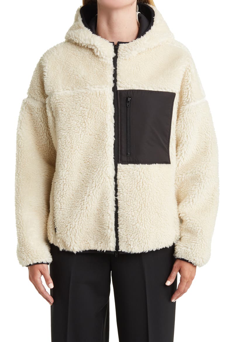 Hooded Faux Shearling Jacket, Alternate, color, IVORY