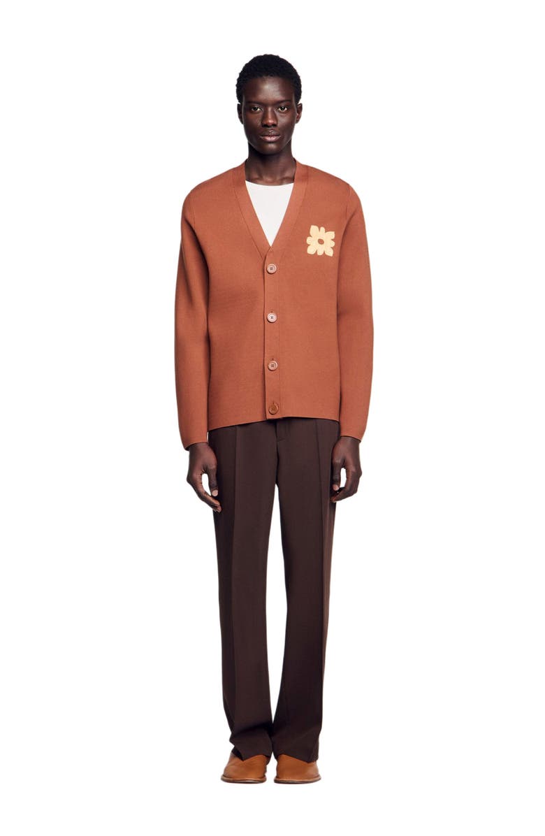 SANDRO Cardigan with flower detail, Alternate, color, 