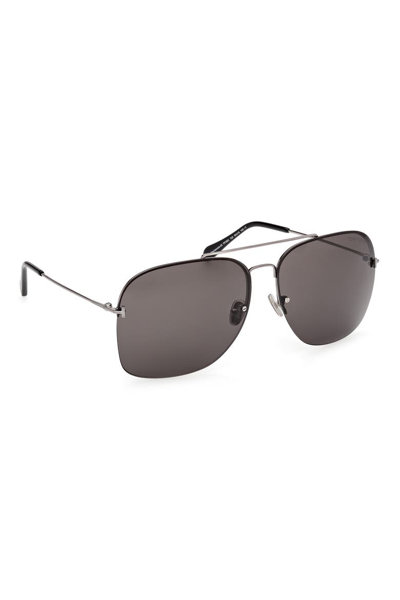 Mackenzie 64mm Oversize Pilot Sunglasses, Alternate, color, SHINY PALLADIUM / SMOKE