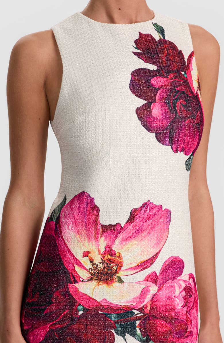 Alice + Olivia Clyde Placed Floral Tweed Minidress, Alternate, color, Empress Bloom Off White
