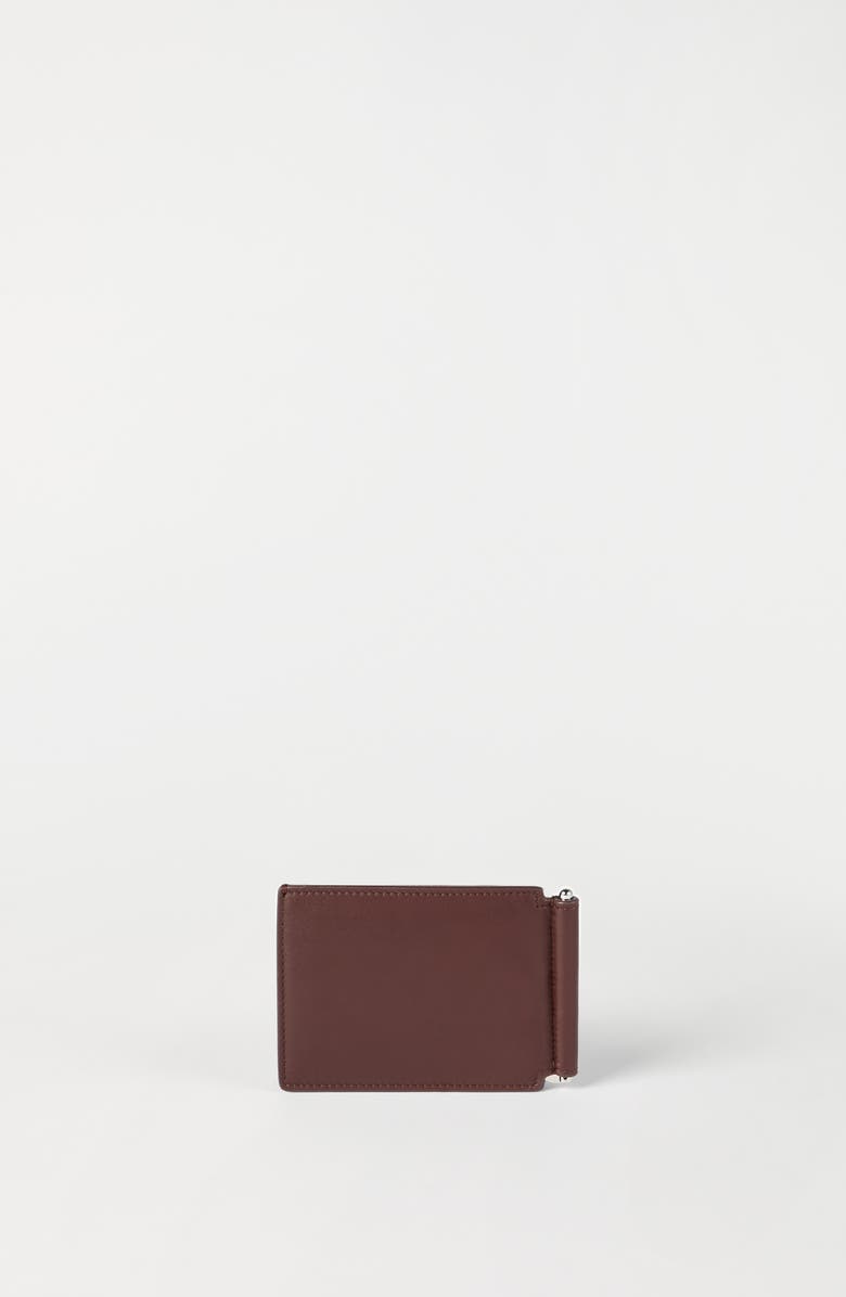 Brunello Cucinelli Calfskin money clip wallet, Alternate, color, Brown