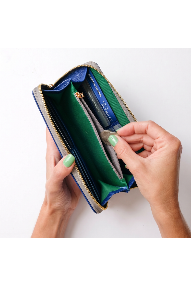 Large Zipper Wallet with Detachable Key Ring, Alternate, color, Cobalt Blue
