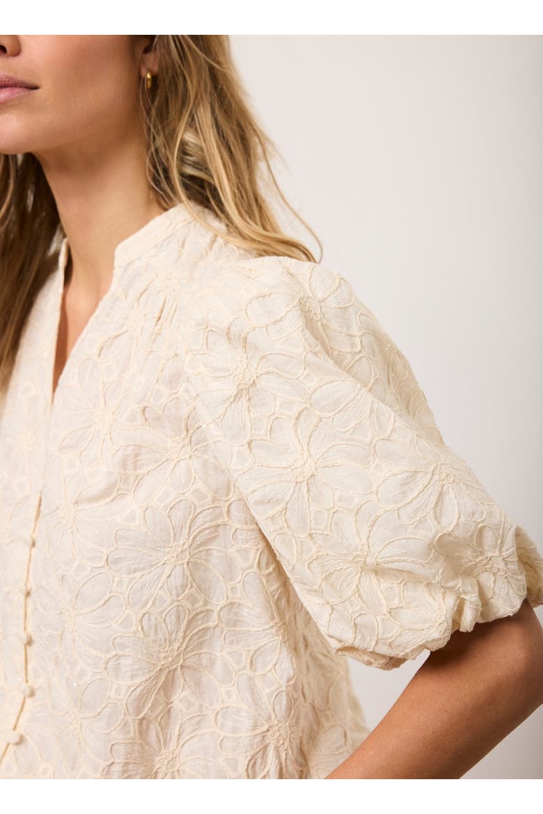 Cotton Textured Floral Top, Alternate, color, Ivory