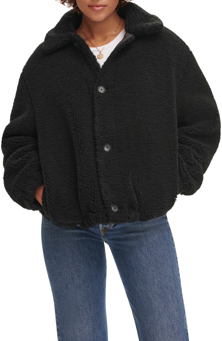 Levi's Quilted High Pile Fleece Reversible Jacket, Alternate, color, Black/ Black