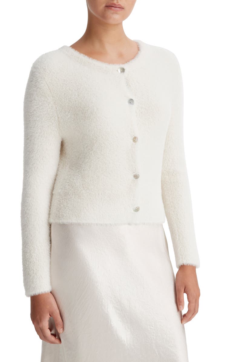 Vince Eyelash Cardigan, Alternate, color, Off White