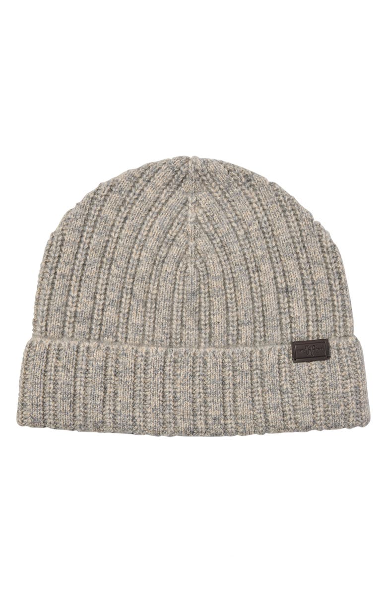 Hickey Freeman Cashmere Marbled Rib Knit Beanie, Main, color, Grey/ Natural