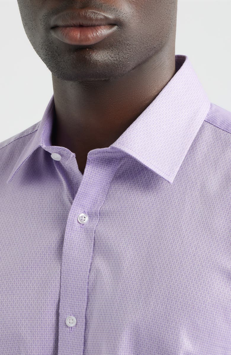 DANIEL HECHTER Modern Fit Light Purple Micropattern Cotton Dobby Dress Shirt, Alternate, color, Purple