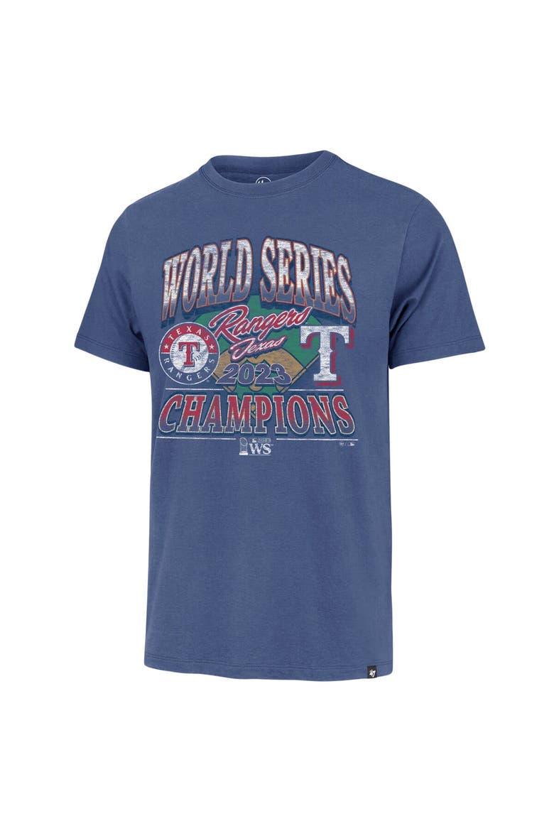 Men's '47  Royal Texas Rangers 2023 World Series Champions Playoff Franklin T-Shirt, Alternate, color, Royal