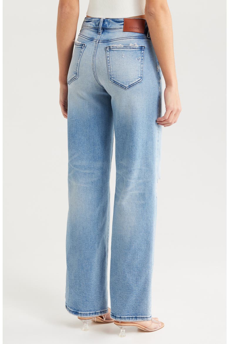 Distressed Straight Leg Dad Jeans, Alternate, color, MEDIUM WASH
