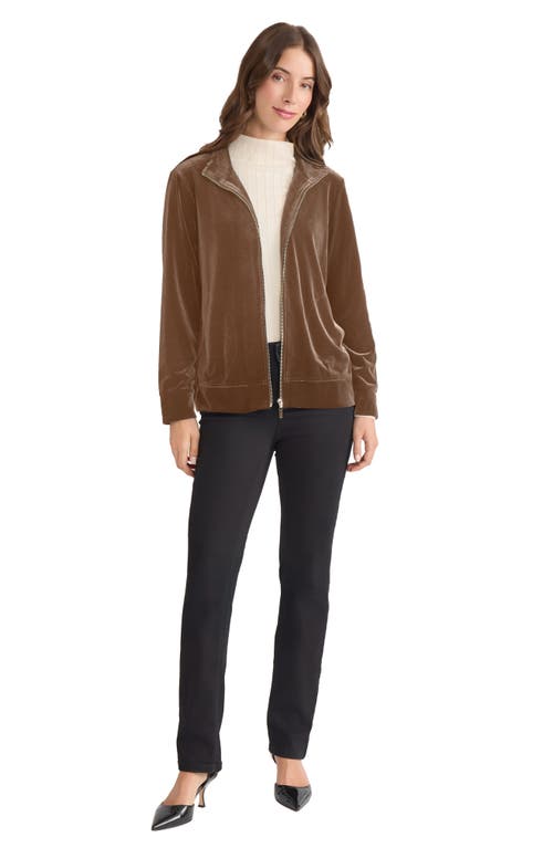 Jones New York Velour Jacket In Brown