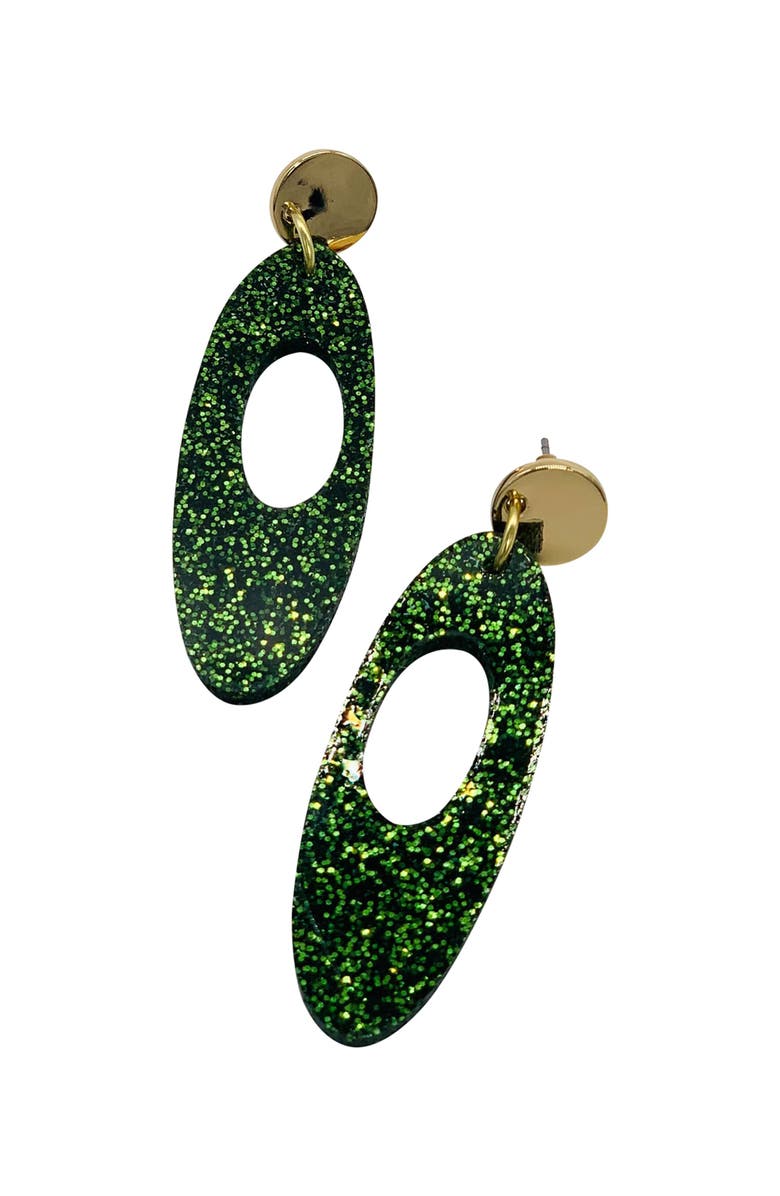 Toolally Hepworth Earrings - Forest Green Glitter, Alternate, color, Forest Green Glitter