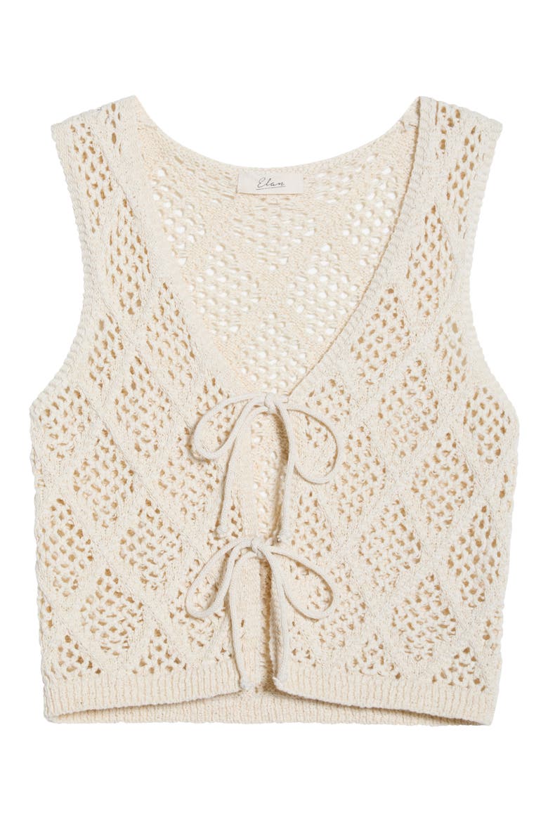 Open Stitch Cotton Blend Cover-Up Vest, Alternate, color, NATURAL