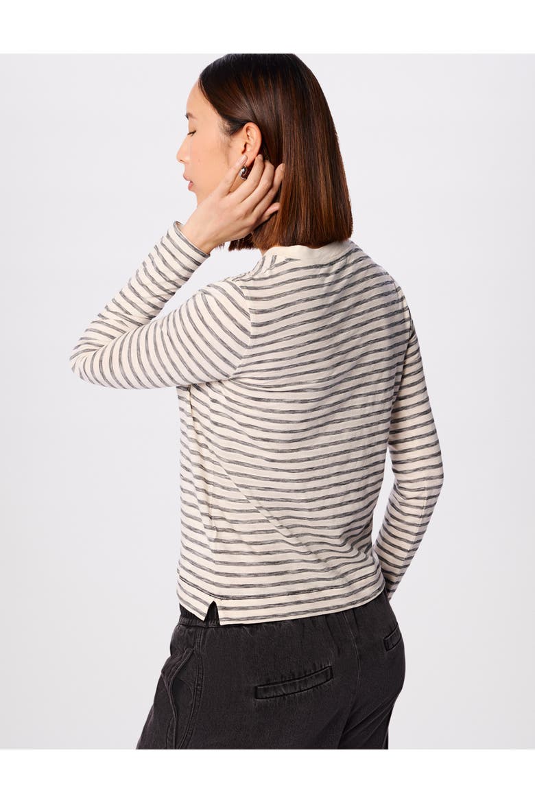 Stripe Crew Neck Pocket Top, Alternate, color, Ivory/Multi