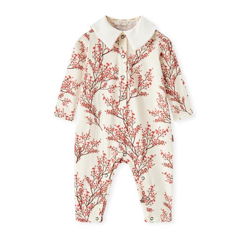 Milkbarn Cotton Stretch Collar Long Sleeve Jumpsuit In Purple