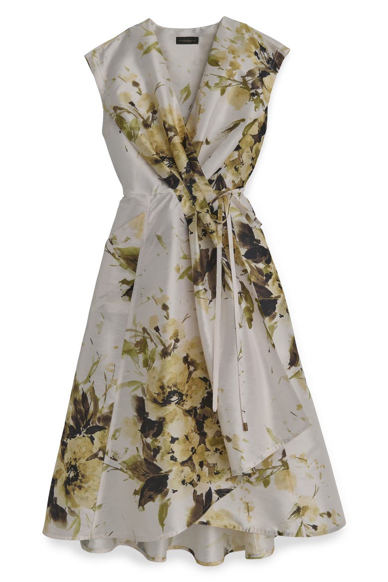 Floral Tiered Wrap Dress, Alternate, color, LIMONCELLO MULTI
