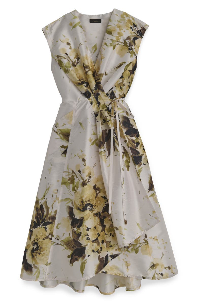 Donna Karan New York Floral Tiered Wrap Dress, Alternate, color, Limoncello Multi