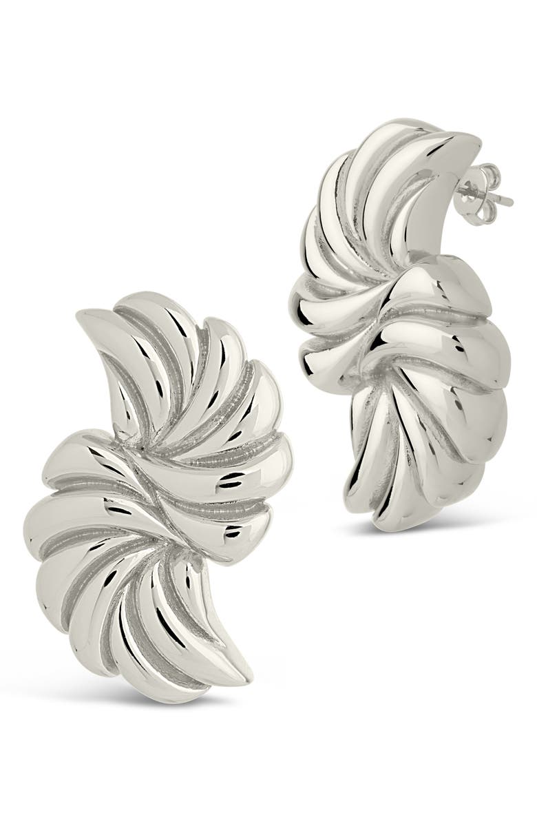 Sterling Forever Twisted Croissant Stud Earrings, Alternate, color, Silver