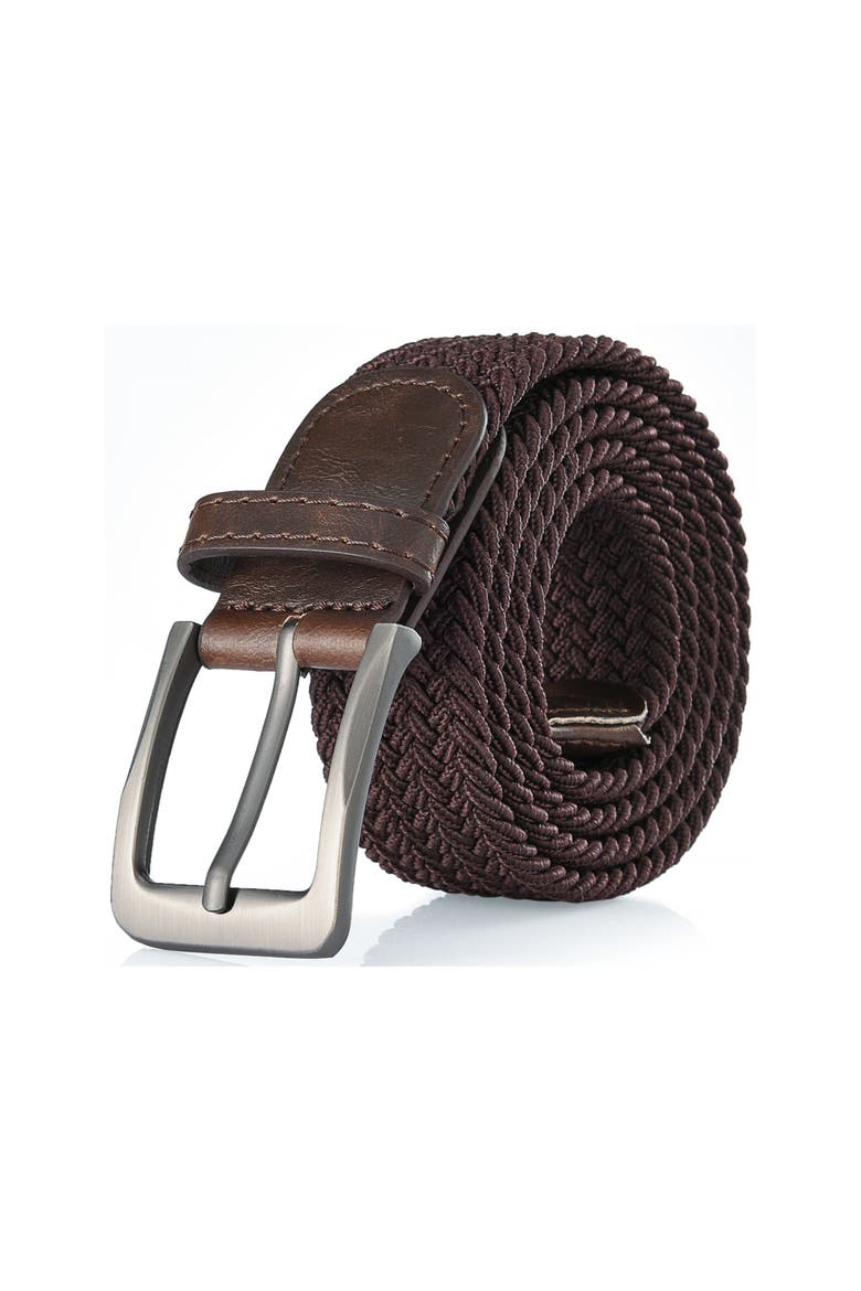 Braided Stretch Belt, Main, color, Brown