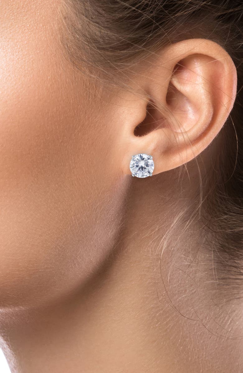 JARDIN 8mm Cubic Zirconia Stud Earrings, Alternate, color, Clear Silver