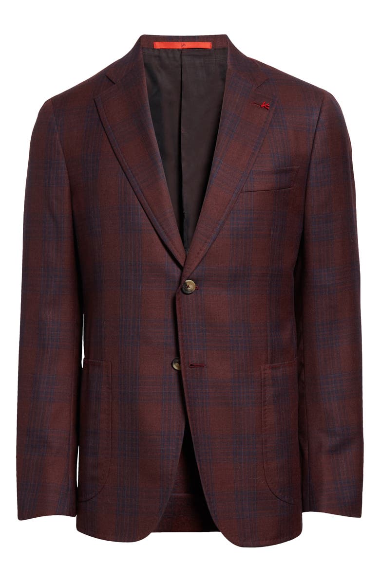 ISAIA Capri Plaid Wool Sport Coat, Alternate, color, Purple
