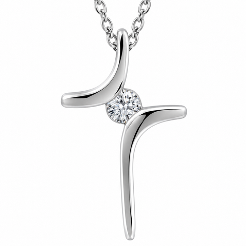 Solitaire Diamond Cross Pendant Round Solitaire 10k Gold