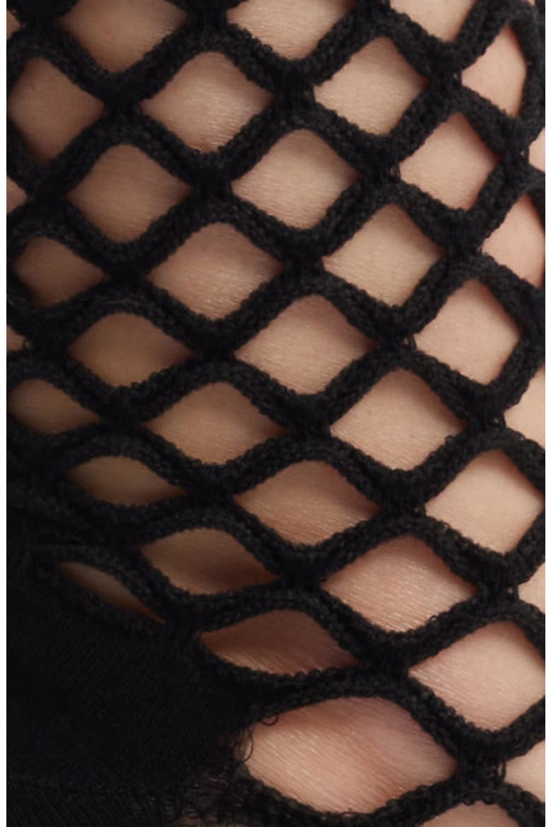 Netted Crew Socks, Alternate, color, BLACK