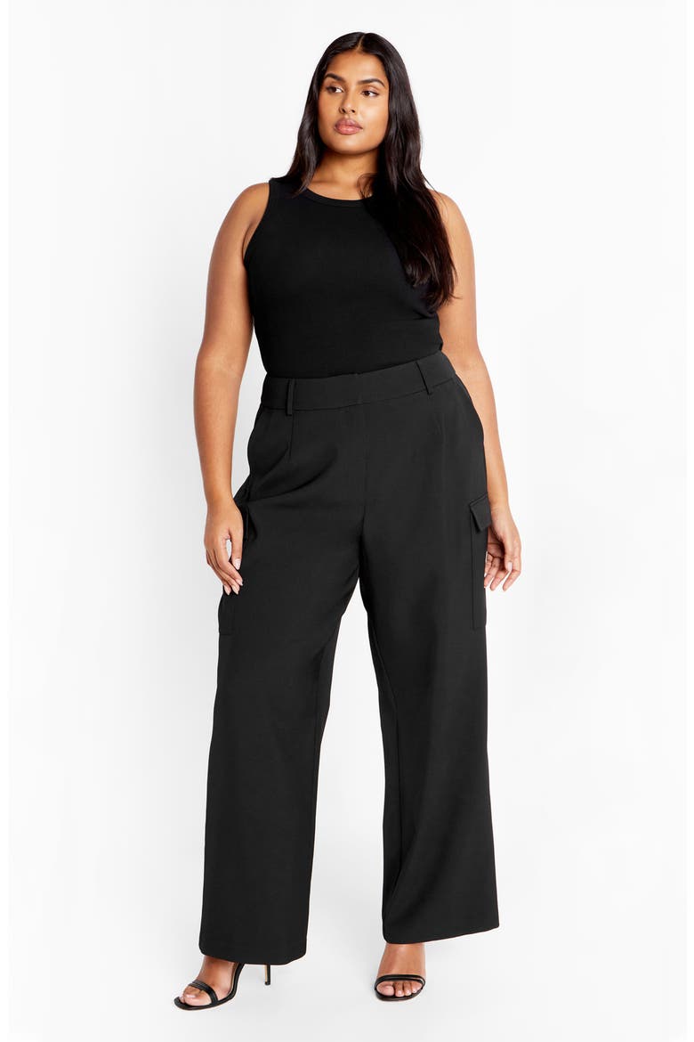 Karter Wide Leg Cargo Pants, Alternate, color, BLACK