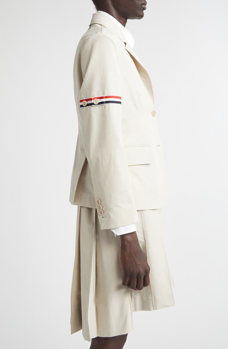 Thom Browne Tricolor Armband Relaxed Fit Cotton Sport Coat, Alternate, color, Beige