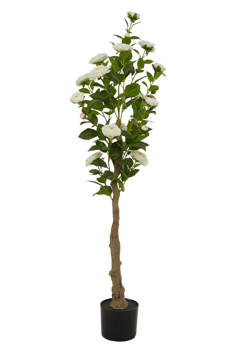 Green Faux Foliage Potted Artificial Tree, Alternate, color, GREEN