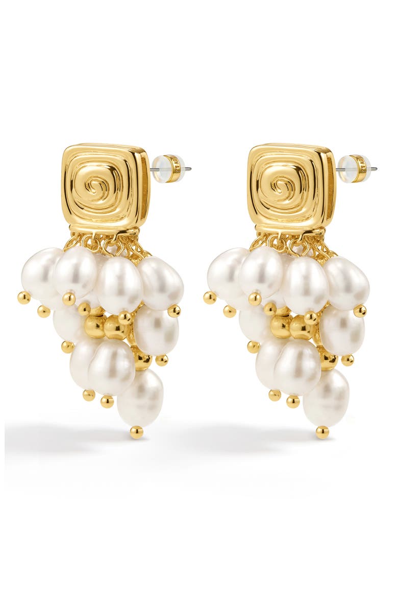 The Seychelles Imitation Pearl Statement Earrings, Main, color, GOLD
