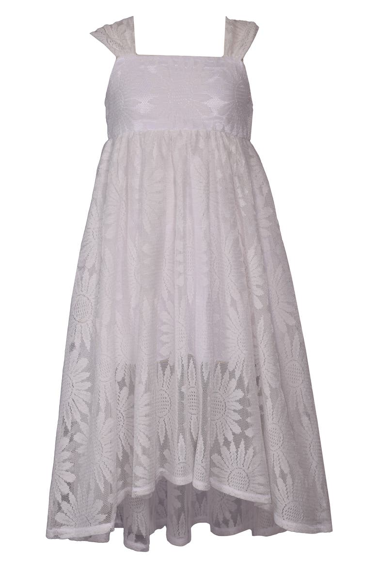 Kids' Floral Burnout Maxi Party Dress, Main, color, WHITE