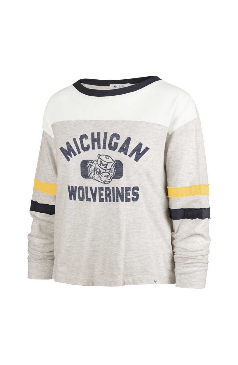 '47 Women's '47 Oatmeal Michigan Wolverines Vault All Class Lena Long Sleeve T-Shirt, Alternate, color, Oatmeal